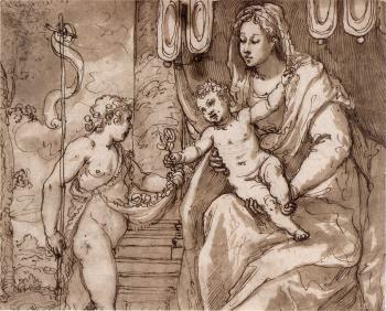 Vierge à l'Enfant avec Saint Jean-Baptiste by 
																	Nicolo Trometta
