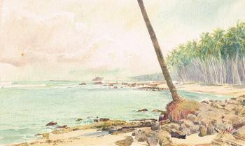 Coastal scene, Ceylon (Sri Lanka) by 
																	Henry George Gandy