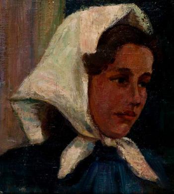 Girl in white scarf by 
																	Patrick Tuohy
