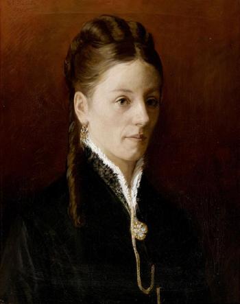 Portrait einer jungen Dame in schwarz mit einem Medaillon by 
																	Charles Joseph van Landuyt