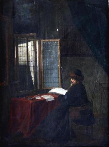 Le philosophe devant sa fenêtre by 
																	Jacob Vrel