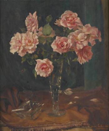 Vase fleuri de roses by 
																	Andre Fecherolle