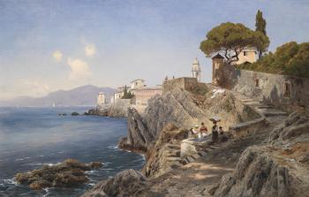 On the coast near Sturla by Genoa by 
																	Ascan Lutteroth
