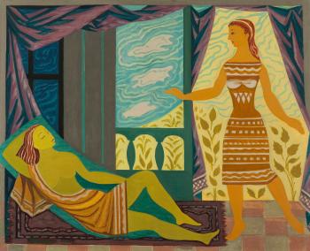 Interior with two women by 
																	Hans Ittman