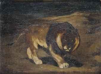 Le lion du Cap à crinière noire by 
																	Auguste Andre Lancon