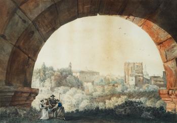 Les Termes de Tite, vus du haut du Colisée by 
																	Carl Frederick Fredenheim