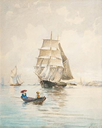 Sailing ships in front of Helsinki by 
																	Frans Maexmontan