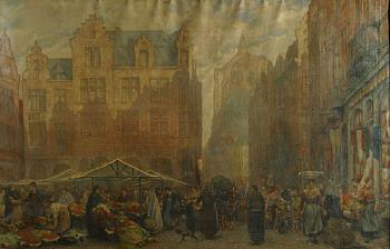 De grote markt te Leuven by 
																	Ernest Faut