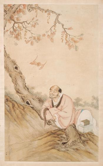 Beim Baum sitzender Lohan mit Fledermaus darstellend by 
																	 Wang Shou Qi