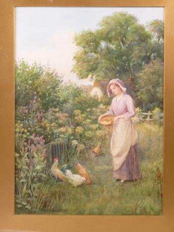 The fruits of the garden. Feeding the chickens by 
																	William F Ashburner