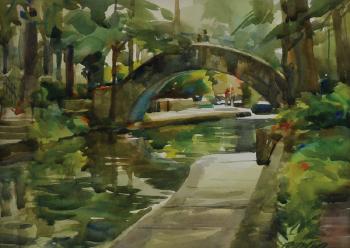 Bridge at La Mansion, on the San Antonio River Walk by 
																	Gerald J Fritzler