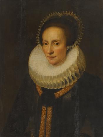 A Portrait Of a Lady In a White Ruff And Lace Headress by 
																	Cornelis van der Voort