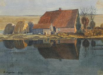 Bauernhof am Wasser by 
																	Hermann Ludwig Umgelter