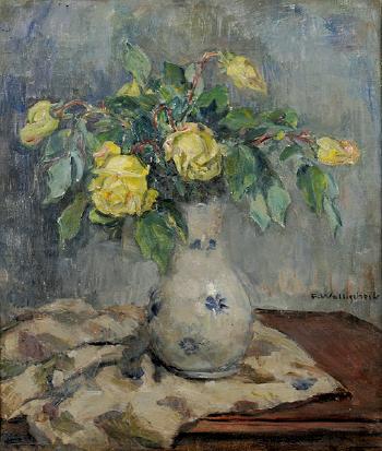 Blumenstilleben mit gelben Rosen by 
																	Franz Wallischeck
