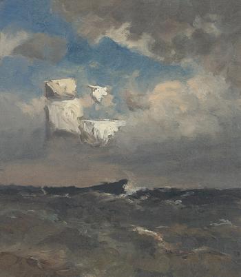 Gewitterwolken über stürmischer See. by 
																	Hermann Julius Richard Fresenius