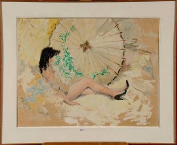 Jeune fille nue au parasol by 
																	Josef Zenk
