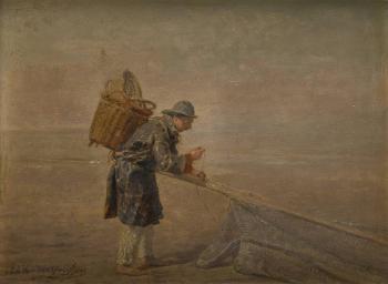 Le ravaudage du filet de pêche by 
																	Edmond van der Haegen