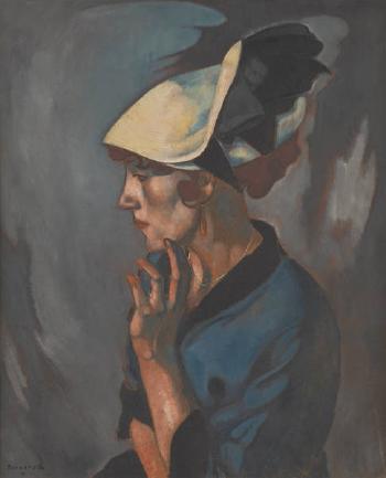 La dame au chapeau by 
																	Rodolphe Fornerod