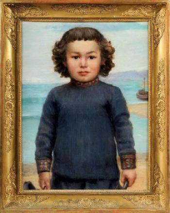 Portrait d'un enfant sur la plage by 
																	Henri Farre