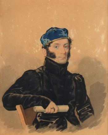 Portrait d'homme accoudé à une chaise by 
																	Carl von Hampeln