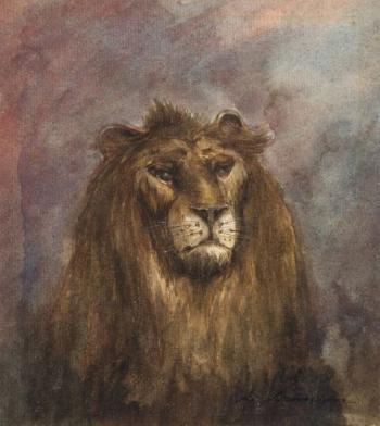 Tête de lion by 
																	Auguste Andre Lancon