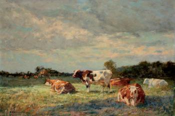 Vaches au pâturage by 
																	Adrien Gabriel Voisard-Margerie
