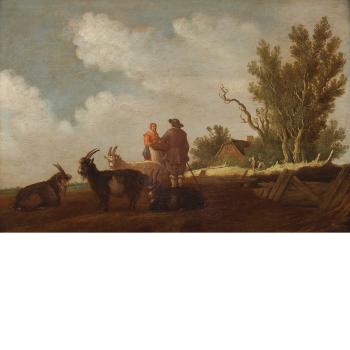 Landscape with Figures near a Cottage by 
																	Pieter Nolpe