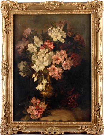 Still life of flowers in a vase by 
																	A Honeywood Waller
