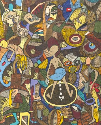 Many figures, depicting the abilities and not, of procreation and motherhood by 
																	Emmanuel Ekong Ekefrey