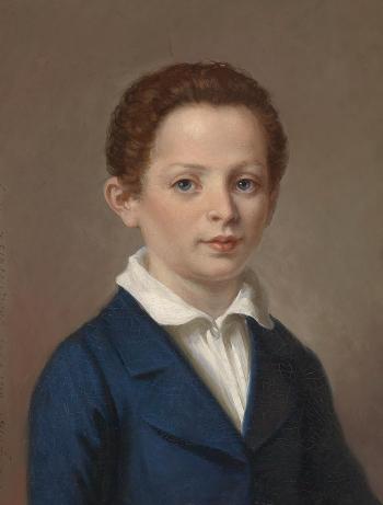 Portrait eines Knaben mit blauem Jackett by 
																	Eduard von Engaerth