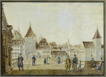 Das Rheintor zu Basel. Das Richthaus in Klein-Basel by 
																	Johann Jakob Neustuck