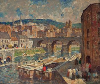 A river mill town by 
																			Robert Spencer