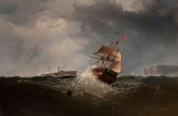 Shipping off the coast in stormy sea, NY by 
																			Charles Temple Dix