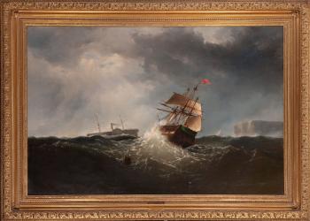 Shipping off the coast in stormy sea, NY by 
																			Charles Temple Dix