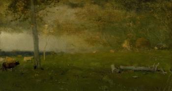 Landscape (Cattle in storm) by 
																			George Inness