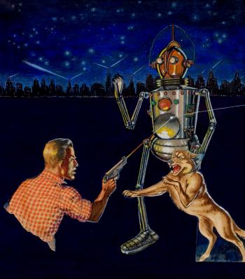 I, Robot, Amazing Stories pulp cover by 
																			Robert Fuqua