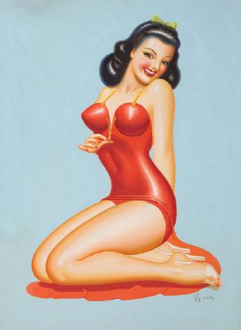 Pin-up in red by 
																			Irv Wyner