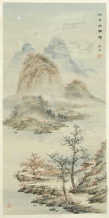 Serene landscape under moonlight by 
																			 Liao Zheng'er