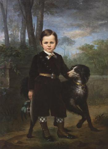 Portrait of Dog with Boy by 
																	Emilie Rouillon