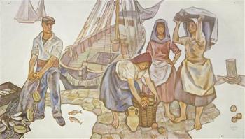 Fisherman and Women by 
																	Anton Vorauer