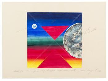 Study for vacuumform relief hourglass with moon and earth by 
																	James Rosenquist