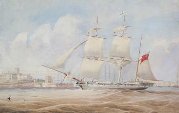 A British One Decker off Government House, Sydney by 
																	Frederick Garling