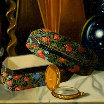 Still Life with Pocket Watch, Jewelry Box and Vases by 
																			Raymond Bayless