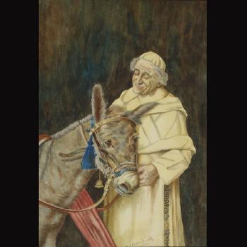 Friar and donkey by 
																			Nettie Stone Easterbrook