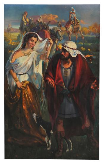A Biblical couple depicting Rebecca and Isaac by 
																	Stephen Juharos