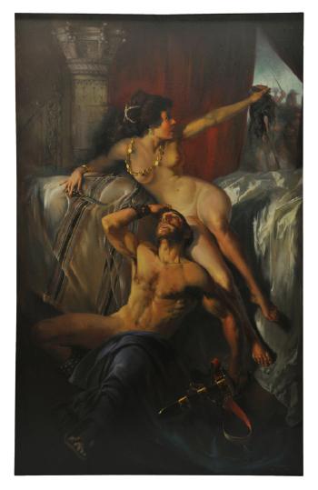 A Biblical couple depicting Samson and Delilah by 
																	Stephen Juharos