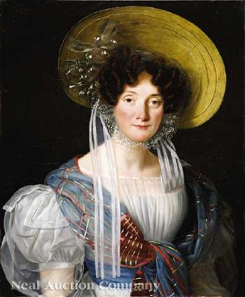 Portrait of a French woman, probably Catherine Fournier, mother of Alphonsine de Libeert by 
																			Joseph Vaudechamp