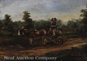 Peddler traveling in the Louisiana countryside by 
																	Marie Therese Bernard de Jaham