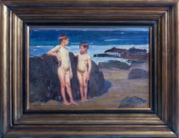 Two Boys At The Seashore by 
																	Benito Rebolledo Correa