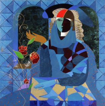 Woman with flowers by 
																	Oleg Zhivetin